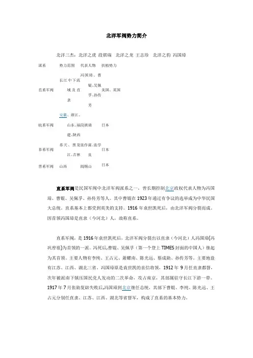 北洋军阀派系