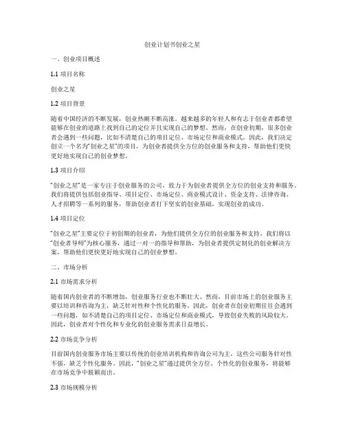 创业计划书创业之星