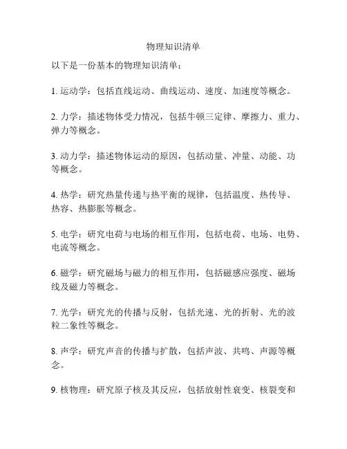 物理知识清单