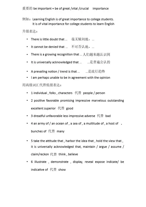 英语六级作文高级词汇