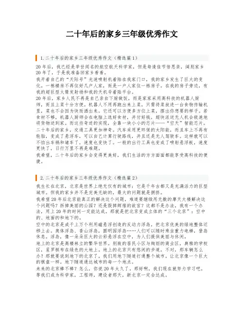 二十年后的家乡三年级优秀作文