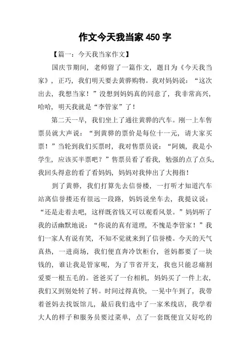 作文今天我当家450字