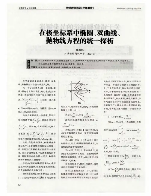 在极坐标系中椭圆、双曲线、抛物线方程的统一探析