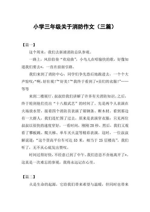 小学三年级关于消防作文(三篇)