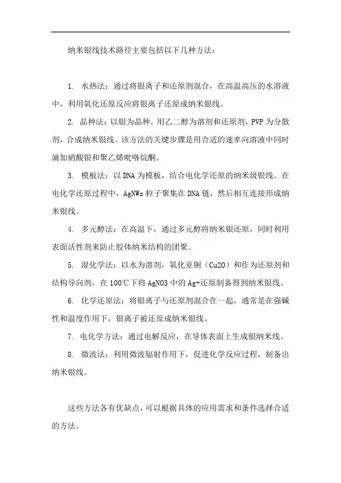 纳米银线技术路径