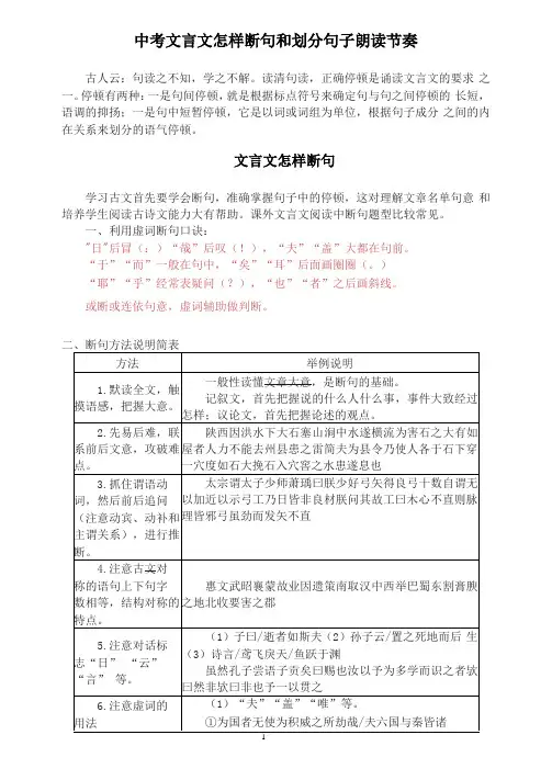 2021中考文言文怎样停顿和断句