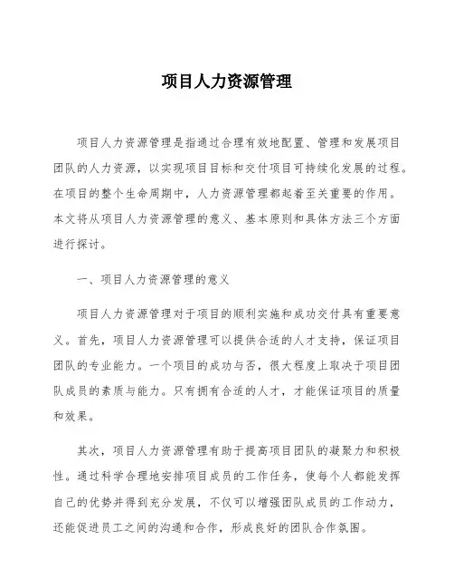 项目人力资源管理