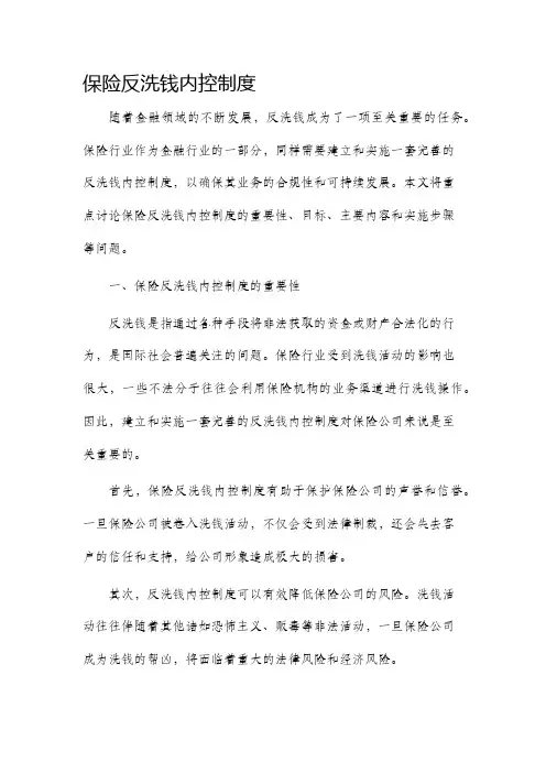 保险反洗钱内控制度