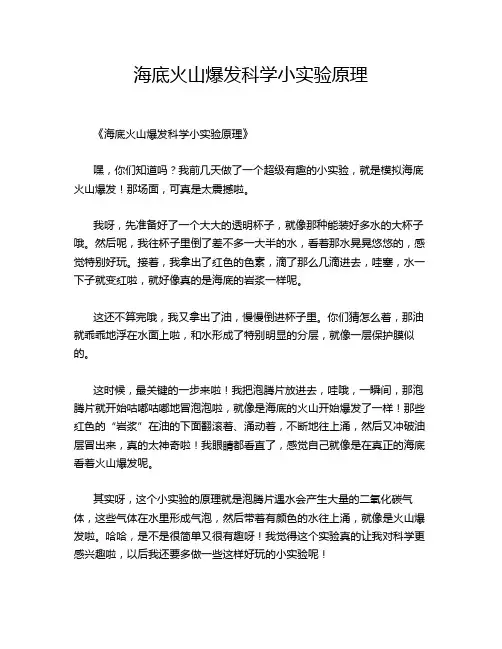 海底火山爆发科学小实验原理