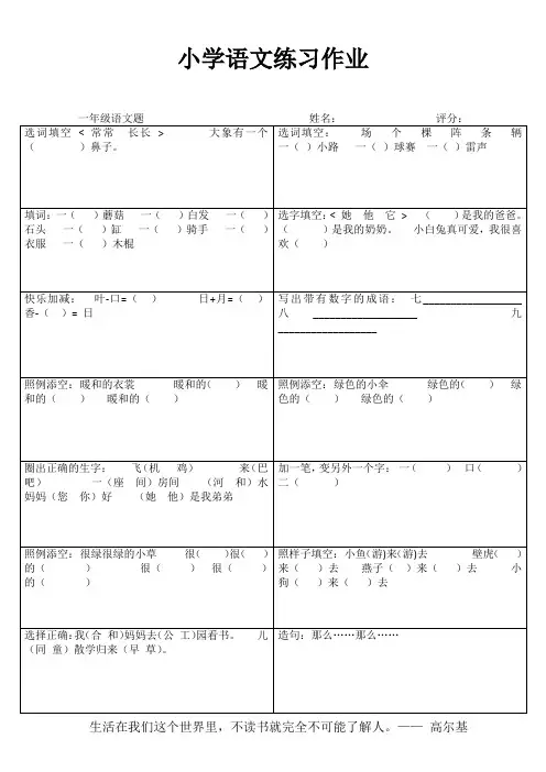 小学一年级语文每日必练II (41)