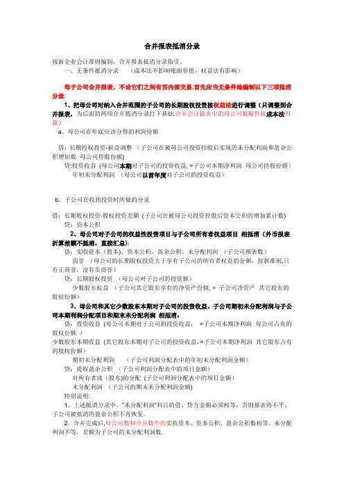 合并报表抵消案例及分录