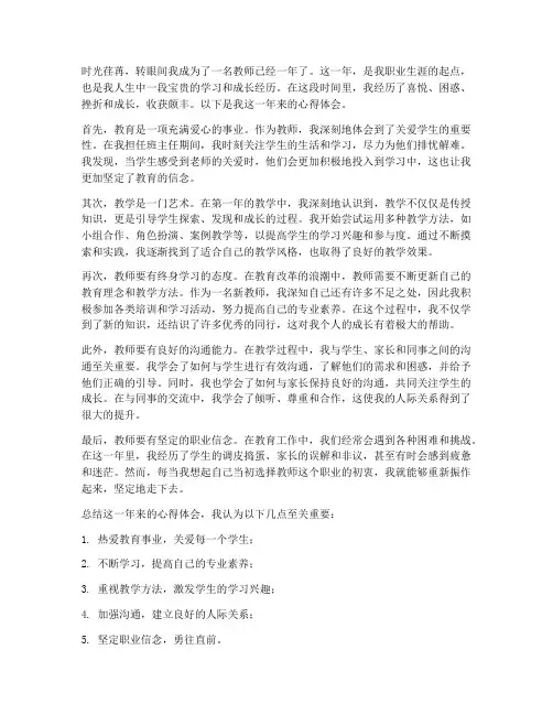 教师第一年心得体会