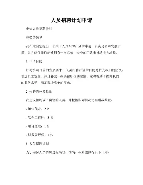 人员招聘计划申请