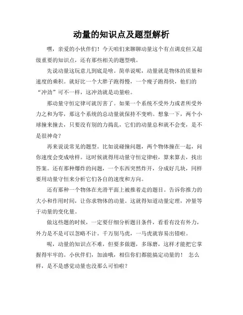 动量的知识点及题型解析