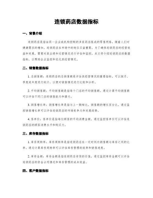 连锁药店数据指标
