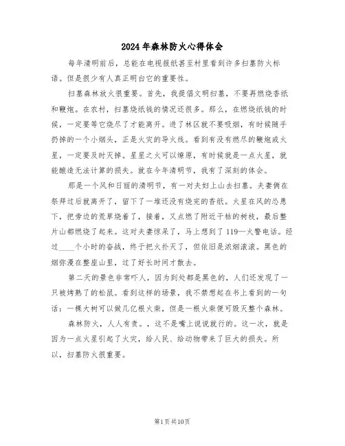 2024年森林防火心得体会(五篇)