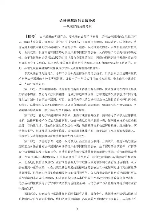 论法律漏洞的司法补救