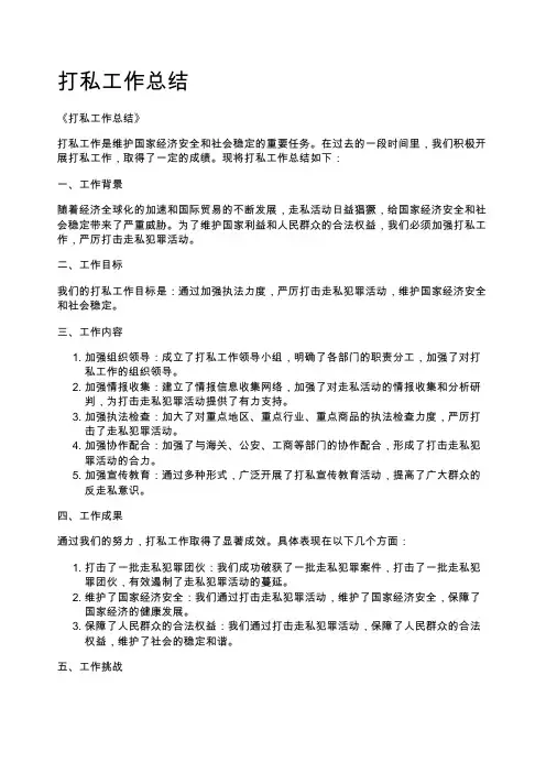 打私工作总结