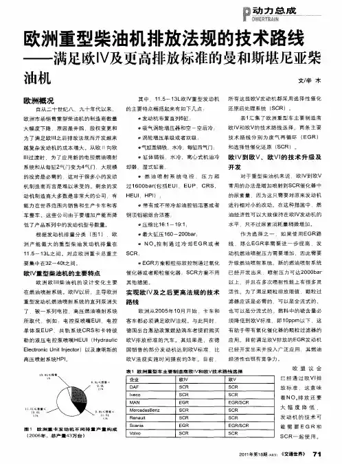 欧洲重型柴油机排放法规的技术路线——满足欧Ⅳ及更高排放标准的曼和斯堪尼亚柴油机