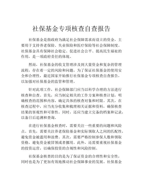 社保基金专项核查自查报告