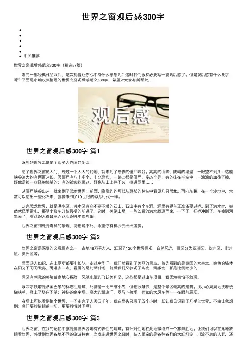 世界之窗观后感300字