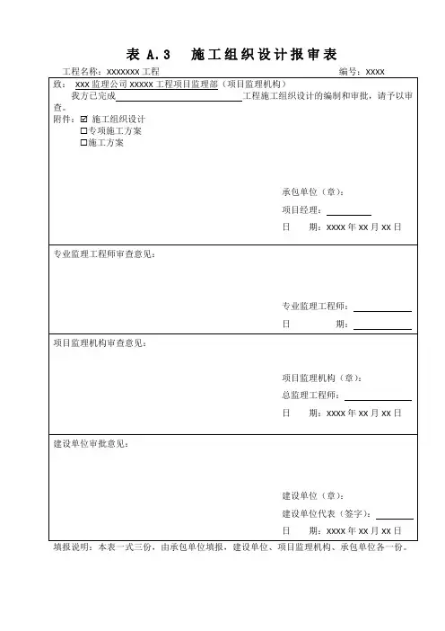 施工组织设计报审表