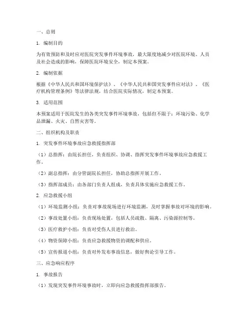 医院突发事件环境应急预案