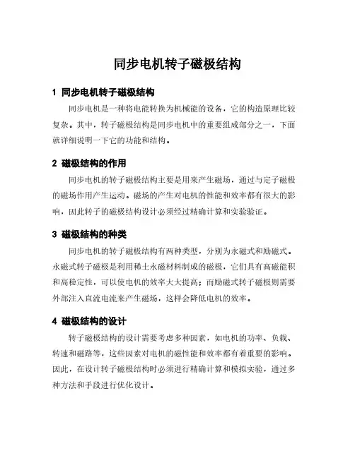 同步电机转子磁极结构