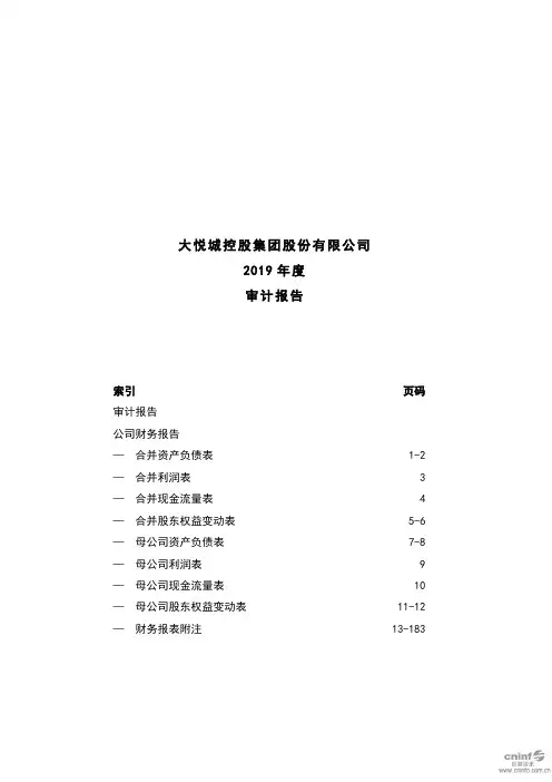 大悦城：2019年年度审计报告