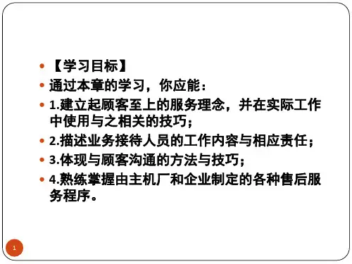 汽车售后服务顾问岗位认知课堂PPT