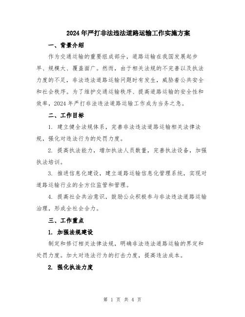 2024年严打非法违法道路运输工作实施方案