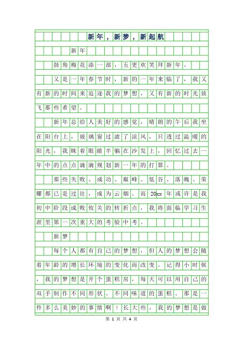 2019年新年,新梦,新起航作文800字
