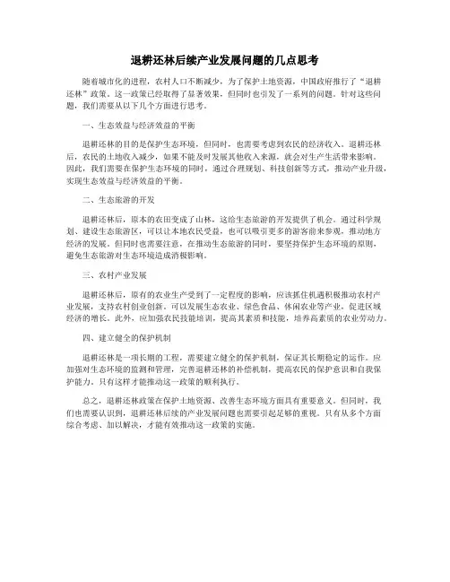 退耕还林后续产业发展问题的几点思考
