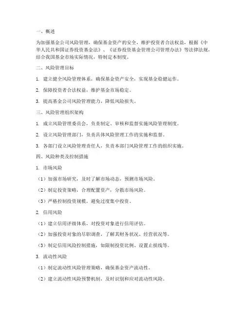 基金公司风险管理制度