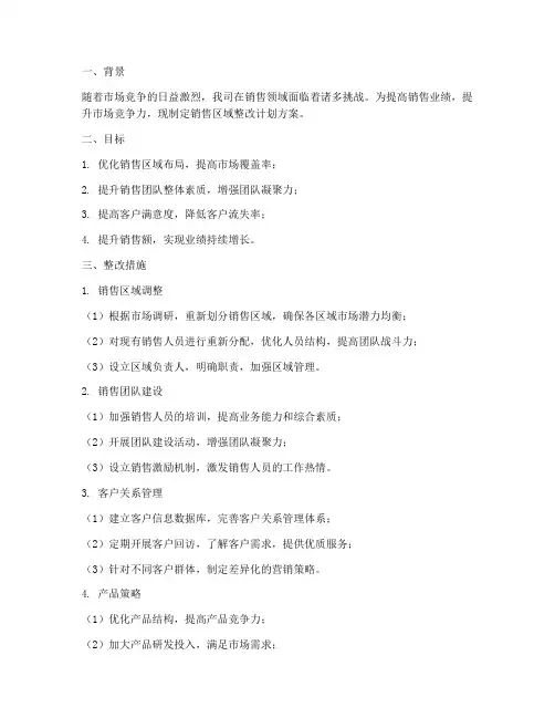 销售区域整改计划方案