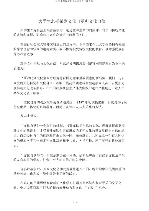 大学生如何做到文化自觉及文化自信