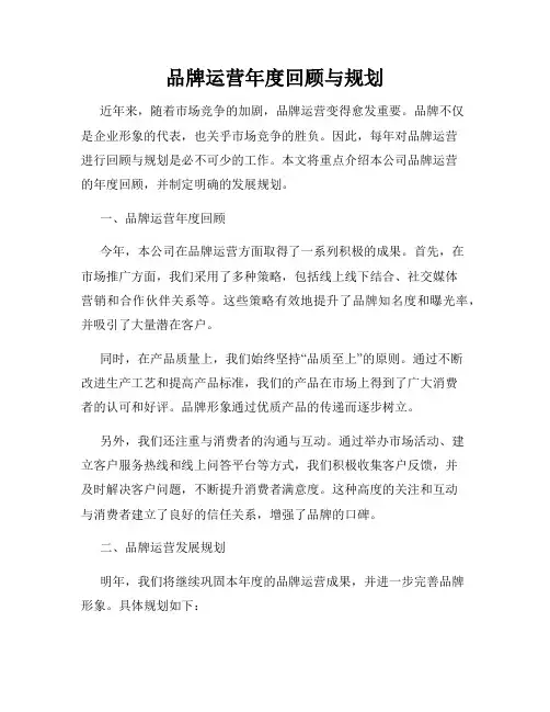 品牌运营年度回顾与规划