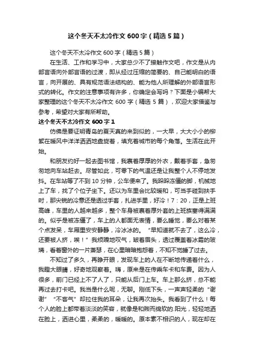 这个冬天不太冷作文600字（精选5篇）
