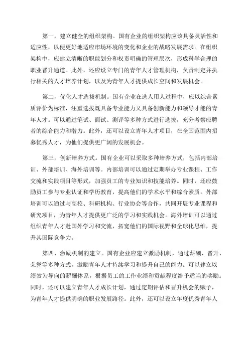 国有企业的青年人才培养机制如何构建