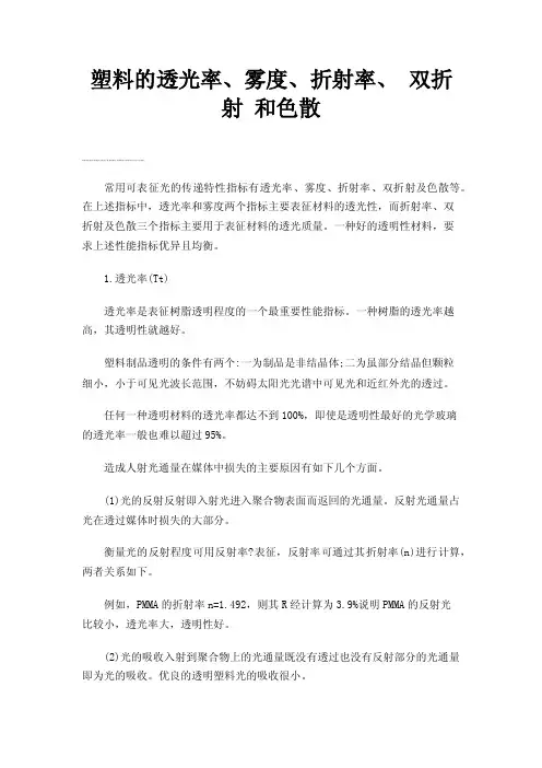 塑料的透光率、雾度、折射率、双折射和色散