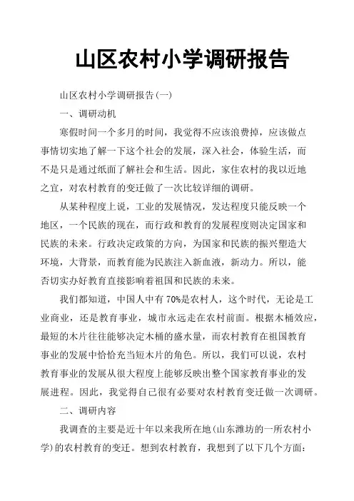 山区农村小学调研报告