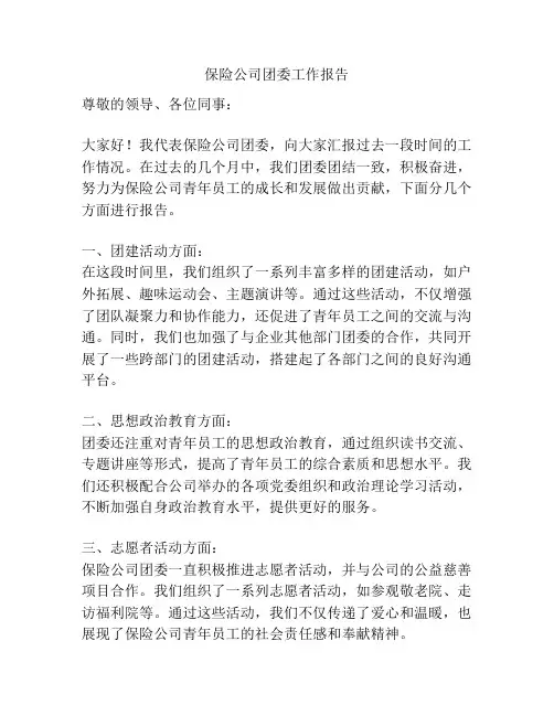 保险公司团委工作报告