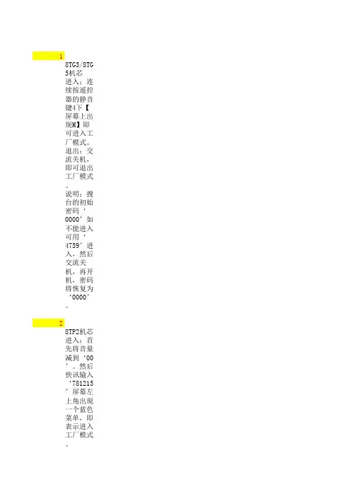 创维液晶彩电进入退出工厂模式方法