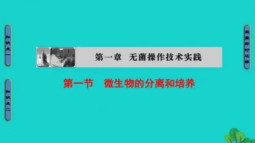 2016_2017学年高中生物第1章无菌操作技术实践第1节微生物的分离和培养课件苏教版选修-文档资料