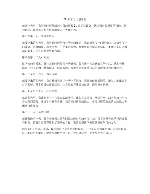21天学习计划暑假