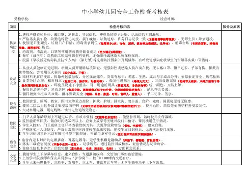 中小学幼儿园安全工作检查考核表
