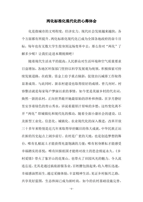 两化标准化现代化的心得体会