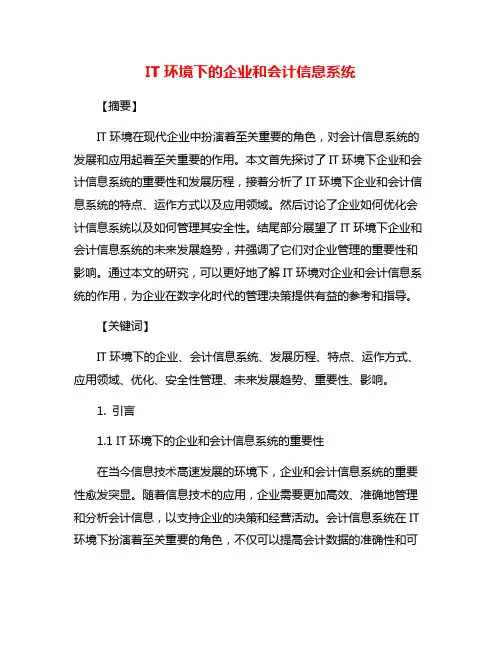 IT环境下的企业和会计信息系统