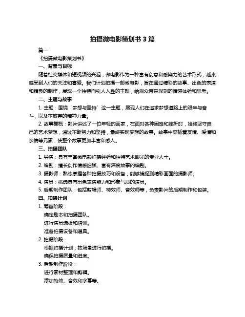 拍摄微电影策划书3篇