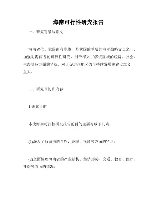 海南可行性研究报告